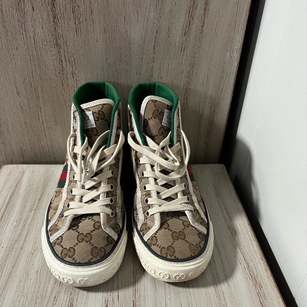 Authentic Gucci red bottom unisex high tops.